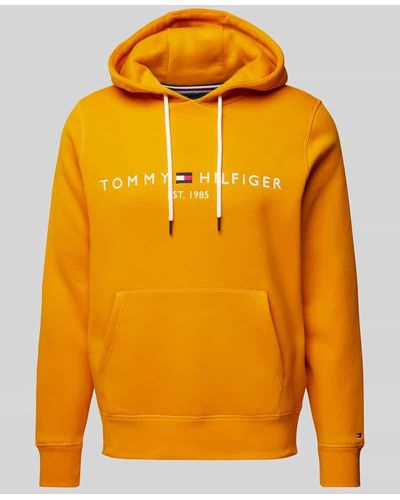 Tommy Hilfiger Hoodie mit Label-Print - Orange