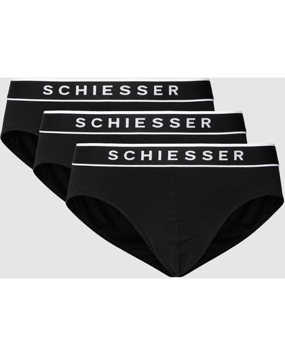 Schiesser Slip Met Logoband - Zwart