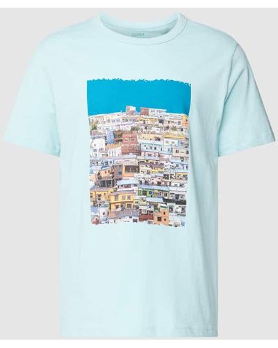 Esprit T-Shirt mit Motiv-Print - Blau