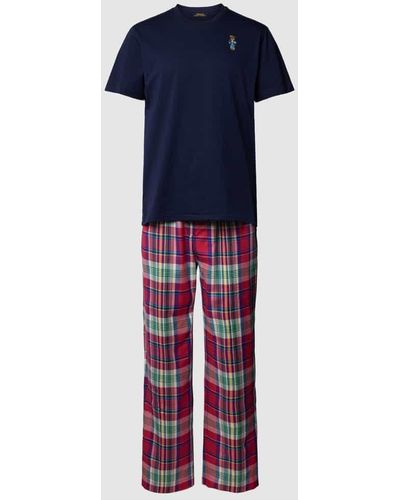 Polo Ralph Lauren Pyjama mit Motiv-Stitching - Blau