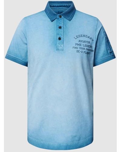 PME LEGEND Poloshirt aus reiner Baumwolle im Washed-Out-Look - Blau