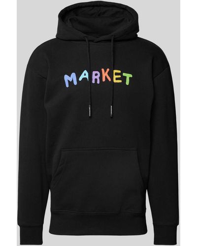 Market Hoodie Met Labelprint - Zwart