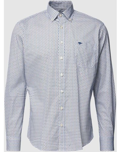 Fynch-Hatton Regular Fit Vrijetijdsoverhemd Met Button-downkraag - Blauw