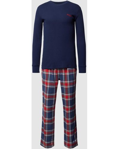Polo Ralph Lauren Pyjama Met Labelstitching - Blauw