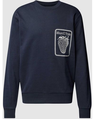 Marc O' Polo Sweatshirt Met Labelprint - Blauw