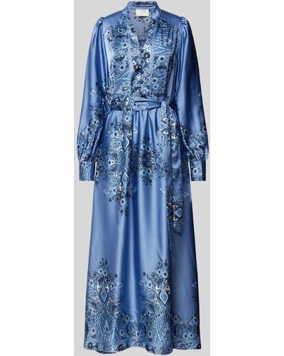 Neo Noir Midi-jurk Met Paisleymotief - Blauw
