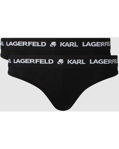Karl Lagerfeld Tangaslip Van Een Mix Van Lyocell En Elastaan In Een Set Van 2 Stuks - Zwart