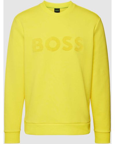BOSS Sweatshirt mit Label-Print Modell 'Salbo' - Gelb