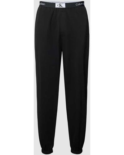 Calvin Klein Pyjama-Hose mit elastischem Label-Bund - Schwarz