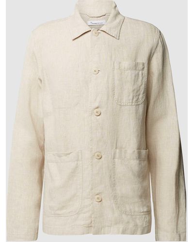 Knowledge Cotton Hemdjacke mit aufgesetzten Taschen - Natur