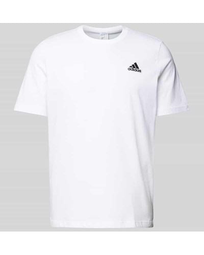 adidas T-Shirt mit Label-Stitching - Weiß