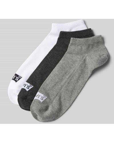 Levi's Socken mit Label-Detail Modell 'LOW CUT BATWING LOGO' im 3er-Pack - Grau