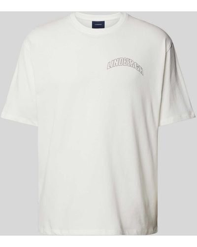 Lindbergh Oversized T-shirt Met Labelprint - Wit