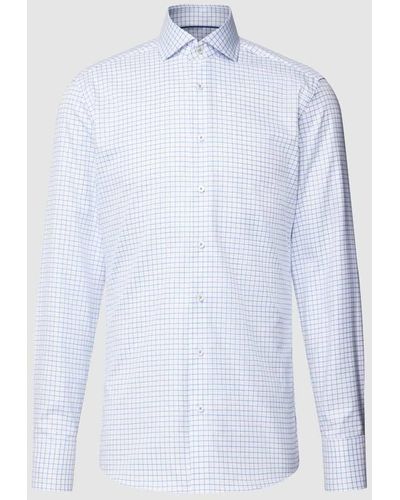 Eterna Slim Fit Business-Hemd mit Allover-Muster - Weiß