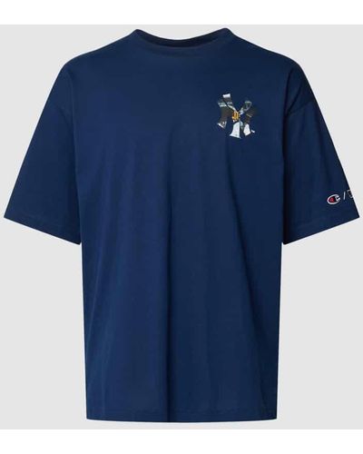Champion T-Shirt mit Statement-Print - Blau