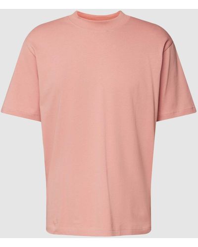 SELECTED T-shirt Met Geribde Ronde Hals En Labeldetail - Roze