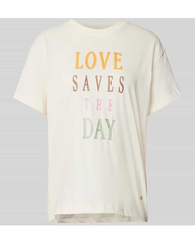Mos Mosh T-Shirt mit Statement-Stitching Modell 'ASA' - Natur