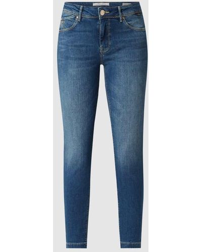 Mavi Cropped Super Skinny Fit Jeans mit Stretch-Anteil Modell 'Adriana Ankle' - Blau