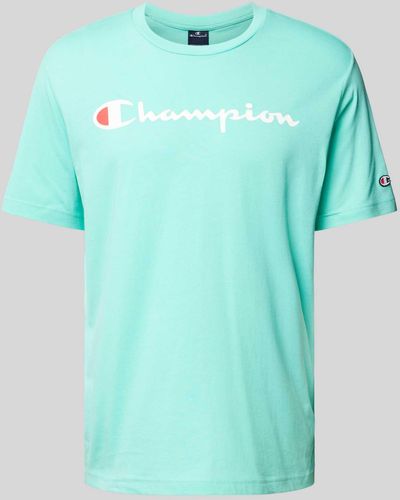 Champion T-Shirt mit Label-Print - Blau