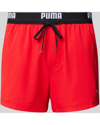 PUMA Badeshorts mit elastischem Logo-Bund - Rot