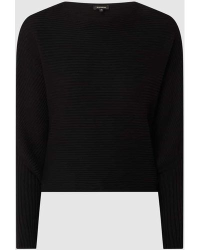 MORE&MORE Cropped Pullover mit Fledermausärmeln - Schwarz