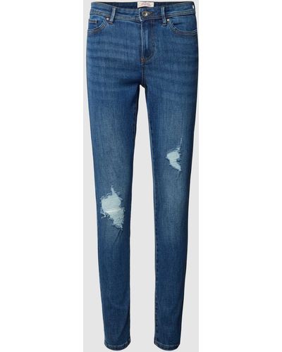 ONLY Skinny Jeans im Destroyed-Look Modell 'WAUW' - Blau