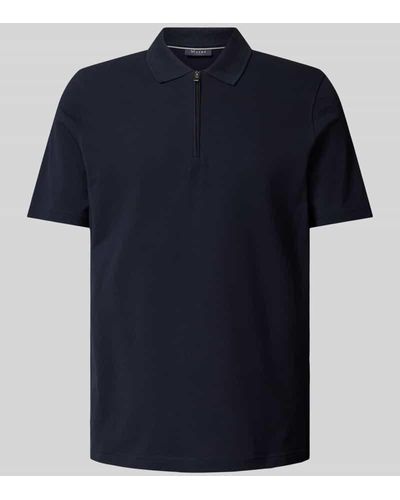 maerz muenchen Regular Fit Poloshirt mit kurzer Reißverschlussleiste - Blau
