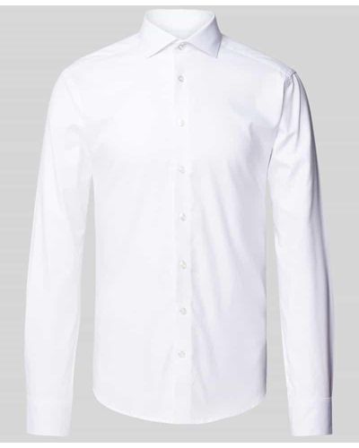 Bruun & Stengade Super Slim Fit Business-Hemd mit Haifischkragen - Weiß