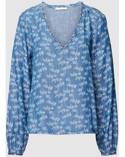 Edc By Esprit Bluse mit Allover-Muster - Blau