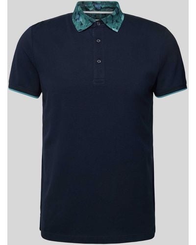S.oliver Slim Fit Poloshirt Met Contraststrepen - Blauw