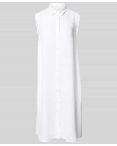 0039 Italy Leinenkleid mit Knopfleiste Modell 'Lina' - Weiß