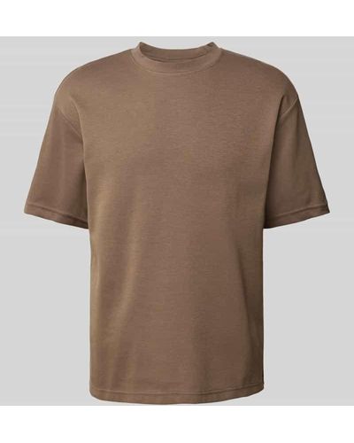 SELECTED Relaxed Fit T-Shirt mit Rundhalsausschnitt Modell 'OSCAR' - Braun