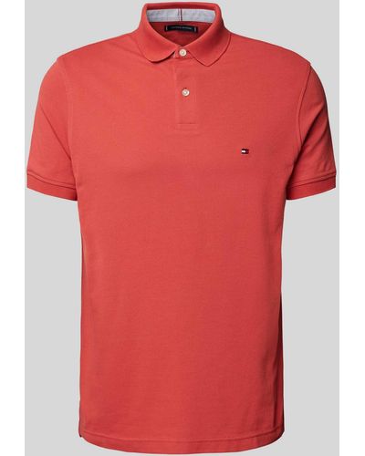 Tommy Hilfiger Regular Fit Poloshirt mit Logo-Stitching - Rot