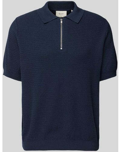 Forét Regular Fit Poloshirt mit Reißverschluss Modell 'MOMENT' - Blau