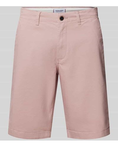 Jack & Jones Regular Fit Chinoshorts mit Gürtelschlaufen Modell 'DAVE' - Pink
