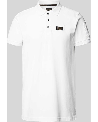 PME LEGEND Regular Fit Poloshirt Met Labelpatch - Wit