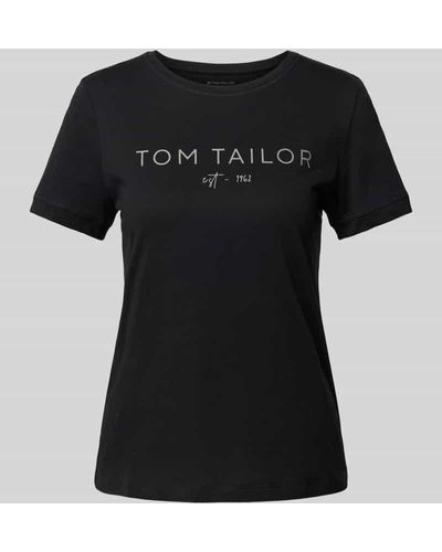 Tom Tailor T-Shirt mit Label-Print - Schwarz