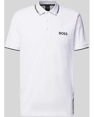 BOSS Regular Fit Poloshirt mit Label-Stitching Modell 'Paddy' - Weiß