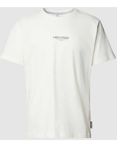 carlo colucci T-Shirt mit Label-Print - Weiß
