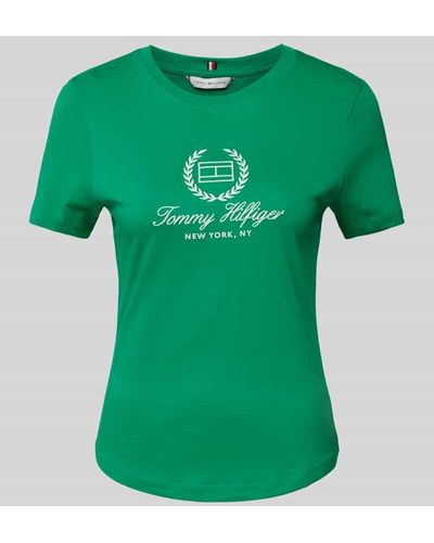 Tommy Hilfiger Slim Fit T-Shirt mit Label-Stitching - Grün