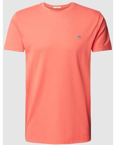 GANT T-Shirt mit Label-Stitching - Pink