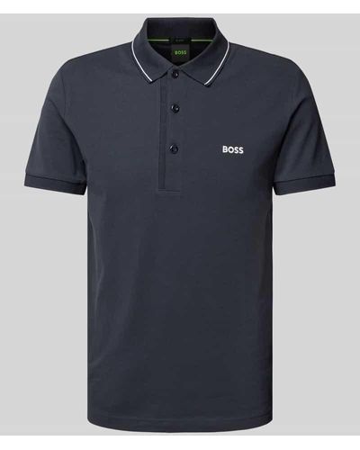 BOSS Regular Fit Poloshirt mit Label-Stitching Modell 'Paule' - Blau