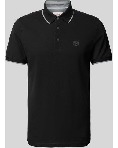 S.oliver Poloshirt Met Labeldetail - Zwart