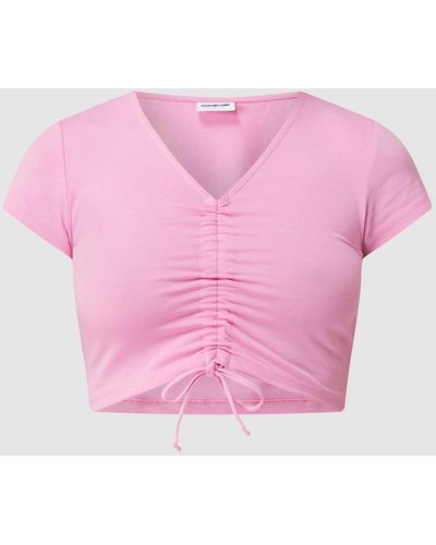 Noisy May Cropped T-Shirt mit Raffungen Modell 'Asta' - Pink