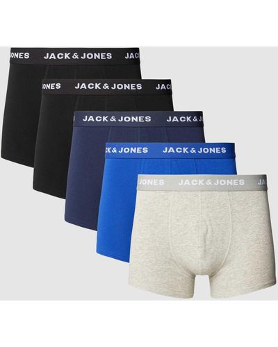 Jack & Jones Trunks mit elastischem Logo-Bund im 5er-Pack - Blau