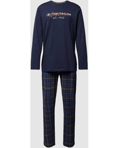 Tom Tailor Pyjama mit Label-Print Modell - Blau