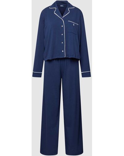 Polo Ralph Lauren Pyjama mit Label-Stitching - Blau