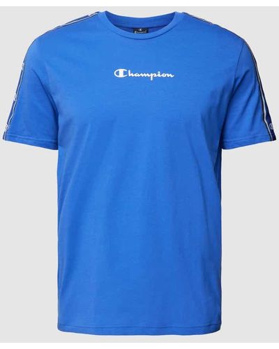 Champion T-Shirt mit Label-Print Modell 'Tape' - Blau