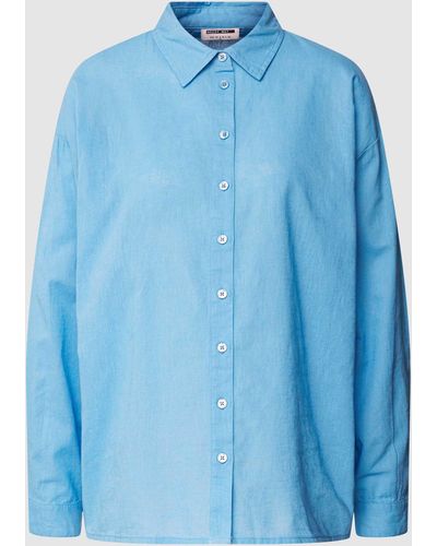 Noisy May Oversized Overhemdblouse Met Overhemdkraag - Blauw