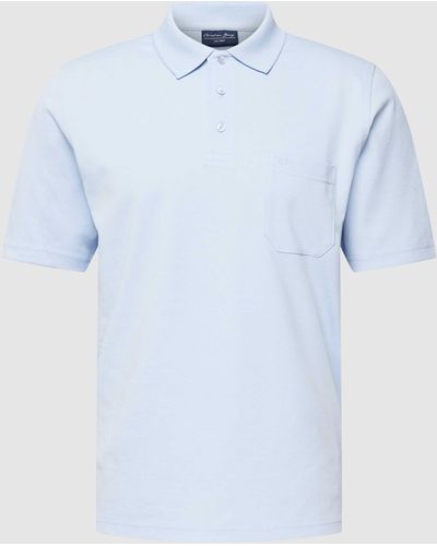 Christian Berg Men Poloshirt Met Korte Knoopsluiting En Geborduurd Logo - Blauw